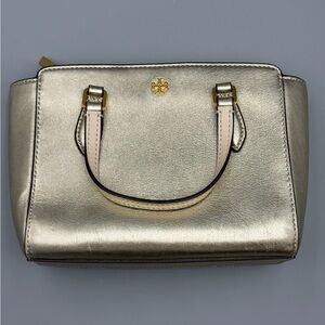 Tory Burch Gold Top Handle Tote With Strap